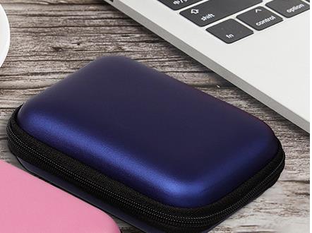 Hard EVA Portable Travel Storage Case for Earphone, Data Cable & Hard Drive - Zipper Pouch Box