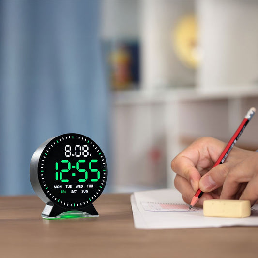 LED Digital Alarm Clock with Custom Jump-Second Display | Auto-Dimming USB Desk Clock with Ambient Light