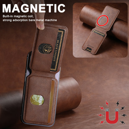 Magnetic Leather Wallet Card Holder Pouch for iPhone 15 14 13 Pro Max & Universal MagSafe Phones