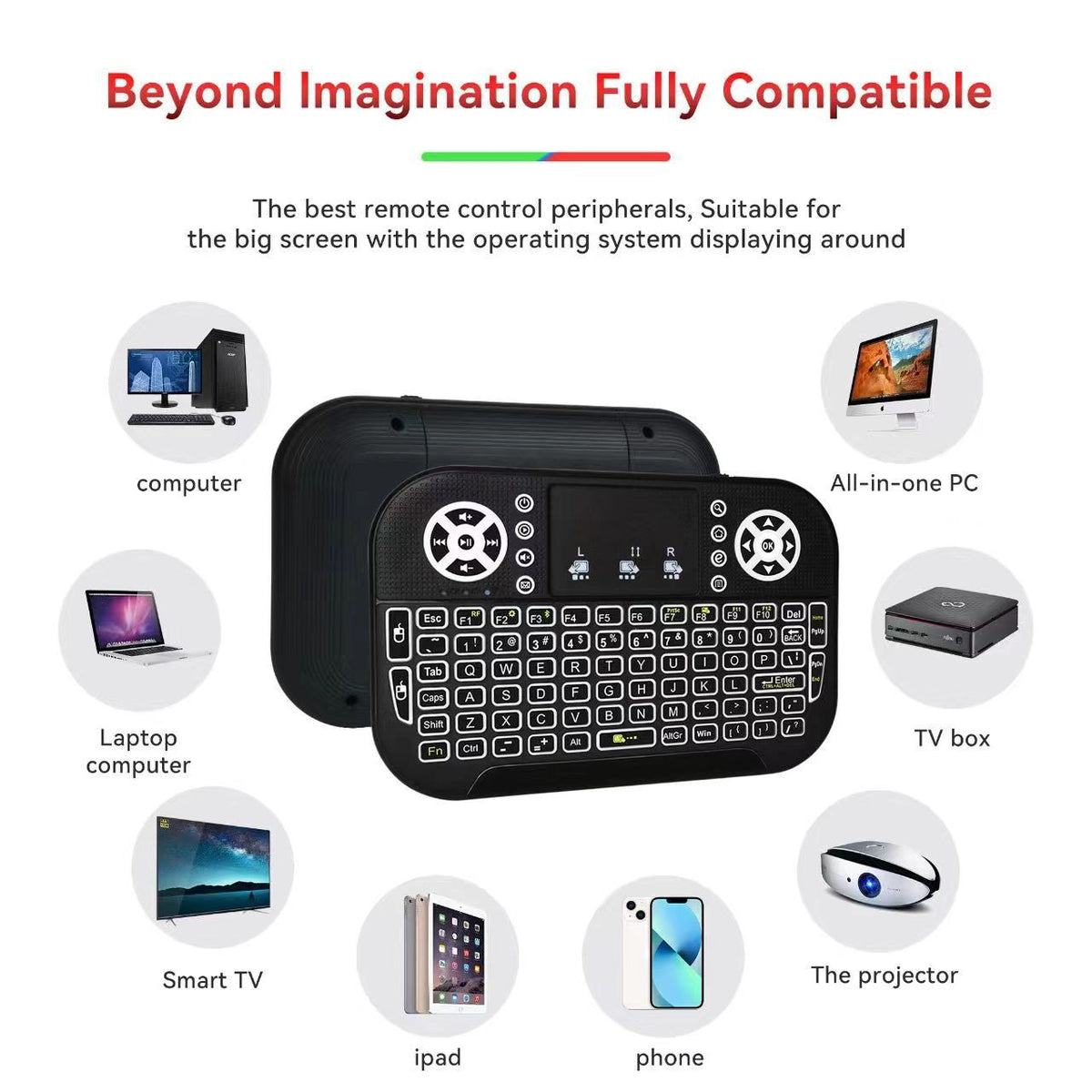 N8 Air Mini Wireless Keyboard - RGB Colorful Backlit Air Mouse & Portable Smart TV Remote Control