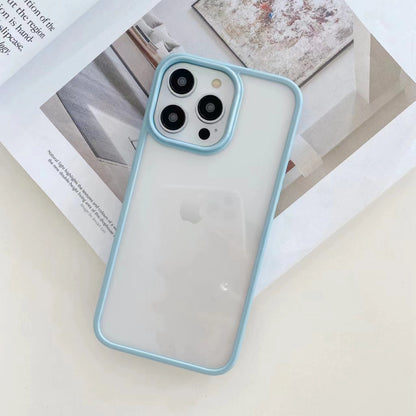 Candy Color Frame Clear Acrylic Phone Case for iPhone 15 14 13 12 Pro Max - Transparent Matte Shockproof Cover