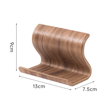 Creative S-Shaped Wooden Desktop Phone Stand - Minimalist Portable Cell Phone Holder Bracket