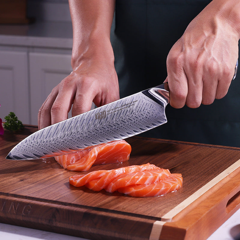 Fengjin Damascus Pattern Western Chef's Knife with Resin Handle