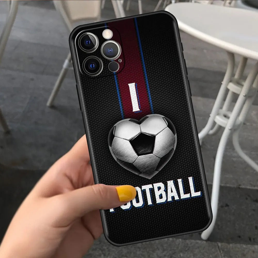 Football Soccer Pattern Soft TPU Phone Case - Sports Graphic Protective Cover for iPhone 15 14 13 Pro Max