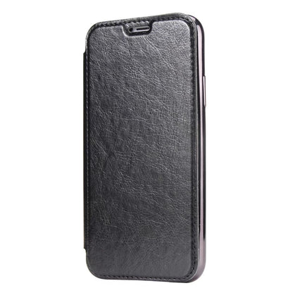 Luxury Electroplated Clear Back Flip Leather Wallet Case for iPhone 15 14 13 12 - Ultra-Slim Card Holder Cover