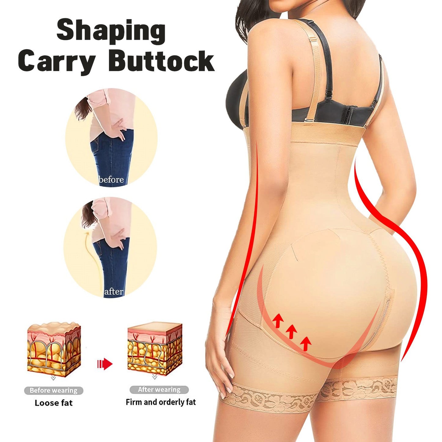 Seamless High Waisted Body Shaper Jumpsuit with Zipper | Tummy Control & Waist Cincher