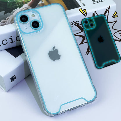 Luminous Neon Frame Clear Phone Case for iPhone 15 Pro Max 14 13 12 - Transparent Glow Silicone Cover