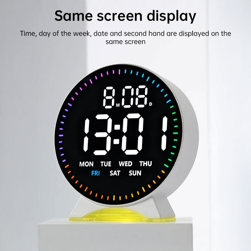LED Digital Alarm Clock with Custom Jump-Second Display | Auto-Dimming USB Desk Clock with Ambient Light