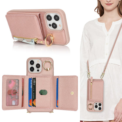 Multifunctional Zipper Coin Purse Phone Case - Crossbody Wallet Case with Card Slots for iPhone
