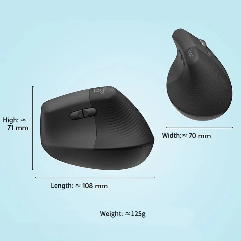 Logitech Lift Vertical Ergonomic Mouse - Wireless Bluetooth Softtone Mouse for Business and Office