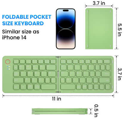 Ultra-Slim Folding Portable Bluetooth Keyboard - Dual-Mode Rechargeable Wireless Keyboard with One-Click Connection