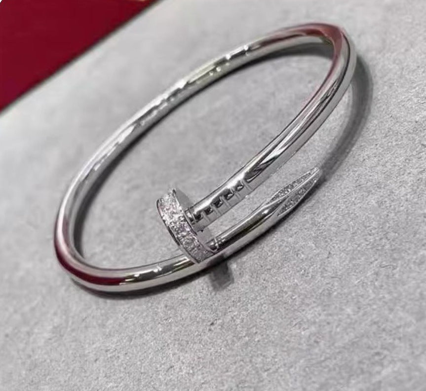 Unisex Fashion Nail Cuff Bracelet in Silver Tone