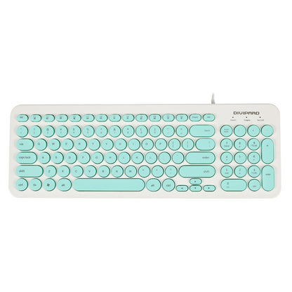 D520 Ultra-Thin Wired Keyboard - 104 Key Silent Office & Gaming Keyboard with Retro Round Keycaps