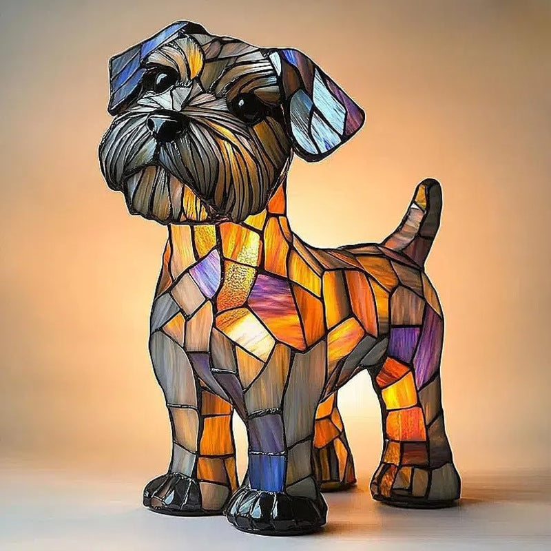 Animal Resin LED Night Light | Cute Tiffany Style Cat Bedside Lamp for Living Rooms and Bedrooms