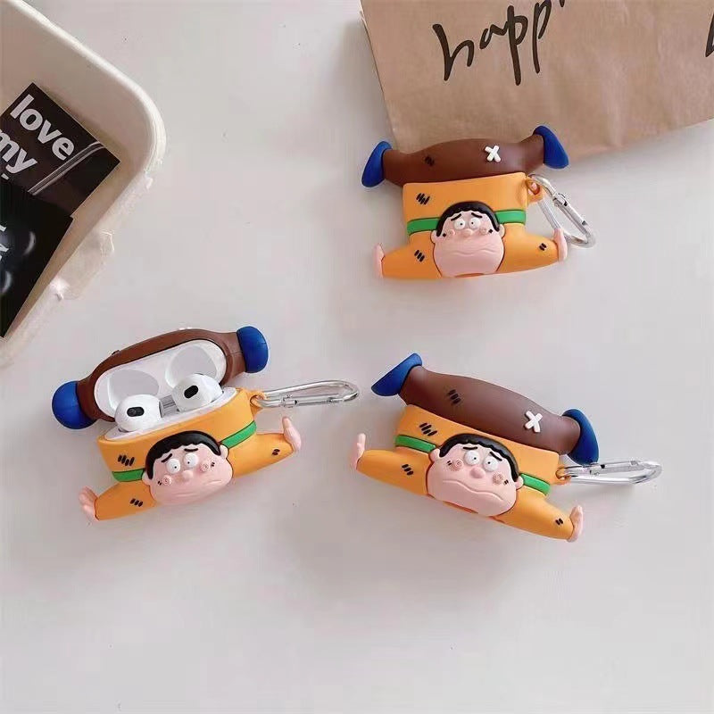 Cute Cartoon Character Silicone Case for AirPods Pro - Soft Shockproof Protective Cover with Keychain