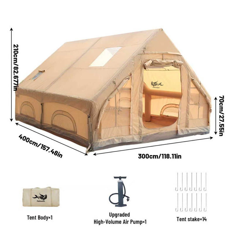 Outdoor Inflatable Air Tent with Extension Canopy - Breathable Mesh House Tent with Air Pump