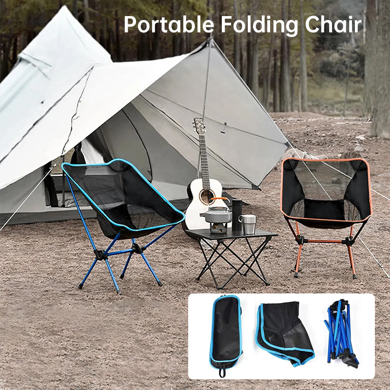 Portable Folding Camping Chair - Ultra Light Compact Outdoor Moon Chair with Carry Bag