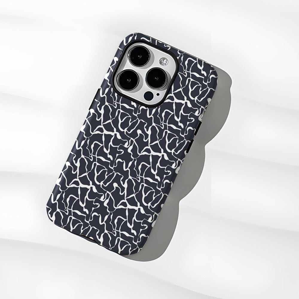Black Abstract Cracked Marble Pattern Hard Phone Case for iPhone 16 15 14 13 Series