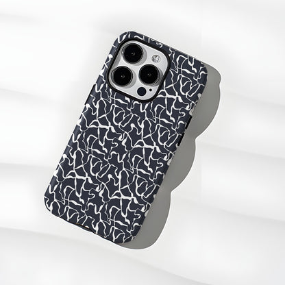 Black Abstract Cracked Marble Pattern Hard Phone Case for iPhone 16 15 14 13 Series