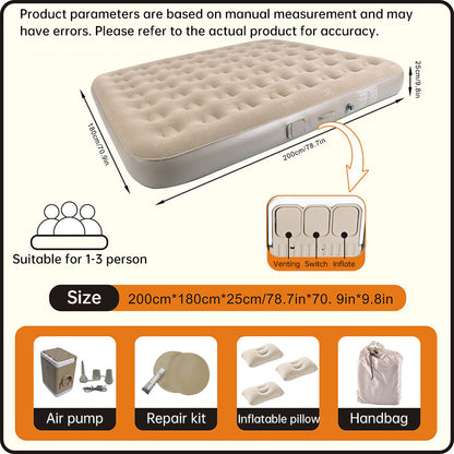 One-Touch Self-Inflating Air Mattress with Built-in Pump - Portable Camping Air Bed