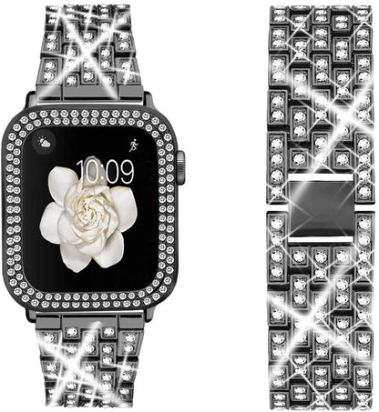 Women's Bling Rhinestone Band for iWatch Series 8 7 6 SE 5 3 - Elegant Metal Bracelet 40mm 41mm 44mm 45mm