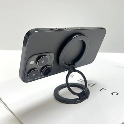 Dual-Sided Magnetic Ring Holder Stand for iPhone MagSafe - Adjustable Metal Desktop Kickstand Grip