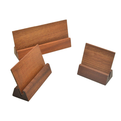 Solid Wood Desktop Display Stand - Wooden Business Card, Photo & Calendar Card Holder Base