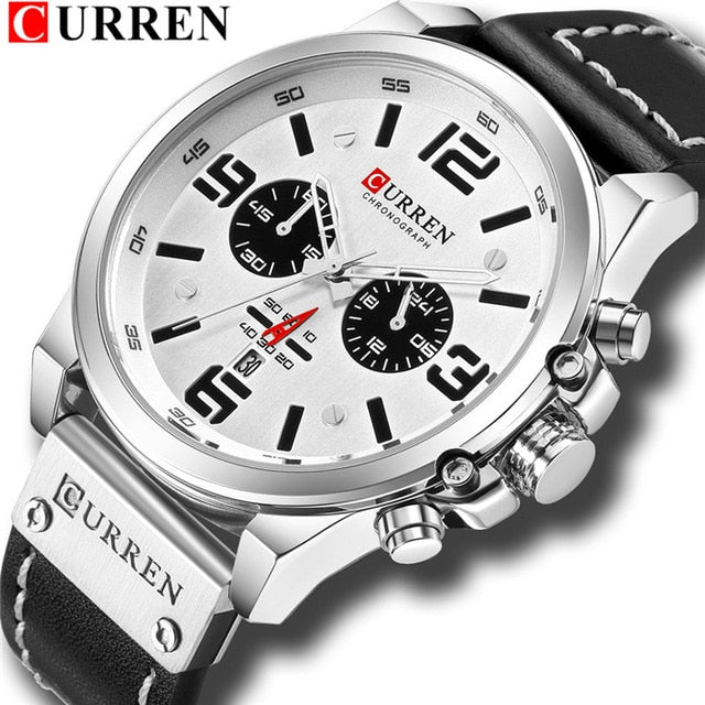 CURREN Luxury Men's Sport Quartz Watch with Leather Strap
