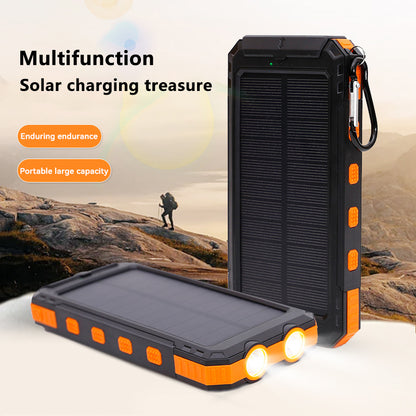 20000mAh Rugged Solar Power Bank with Compass & Dual Flashlight - Outdoor Waterproof Portable Charger