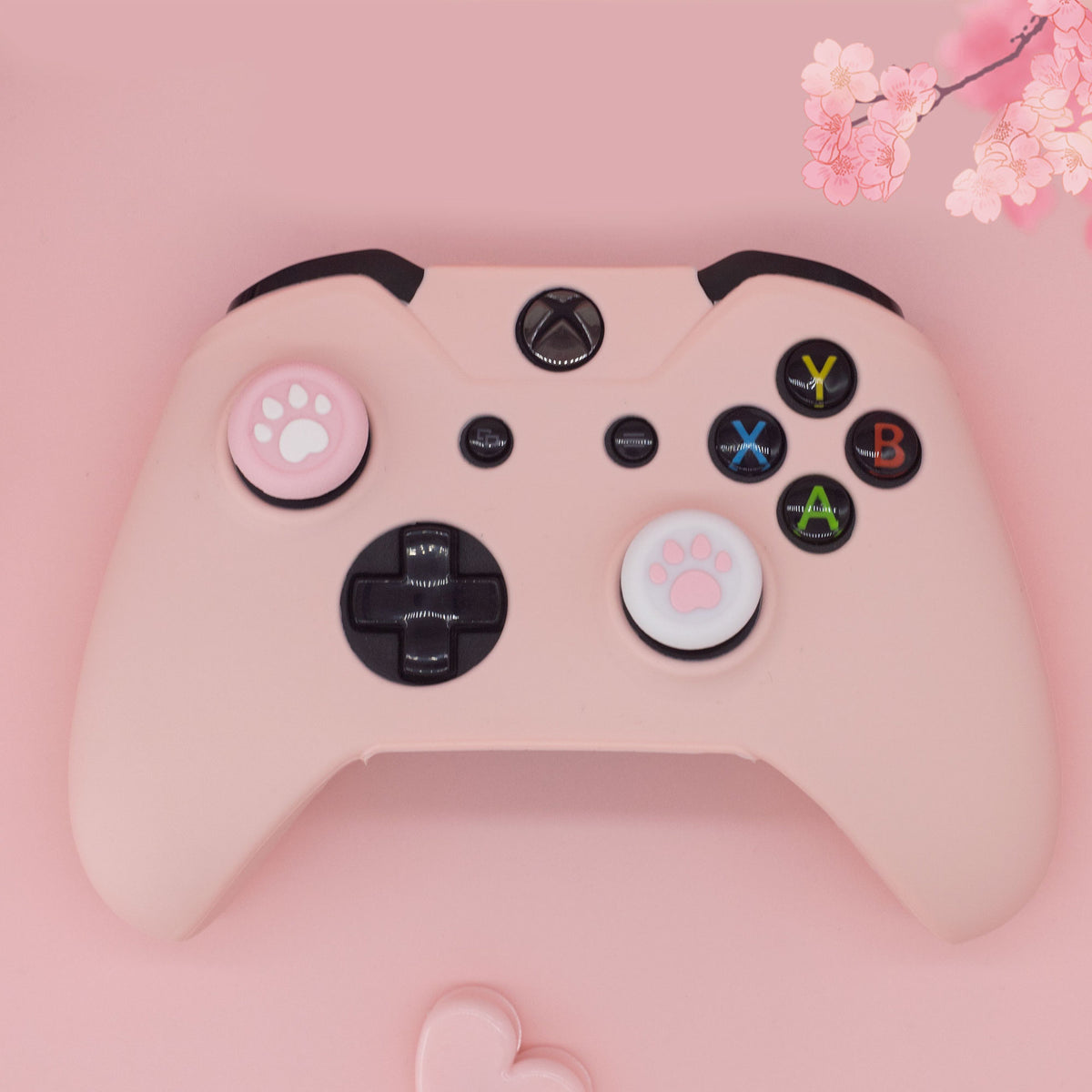 BRHE Pink Silicone Game Controller Cover - Soft Anti-Slip Protective Case with Thumb Grip Caps for Xbox Controller