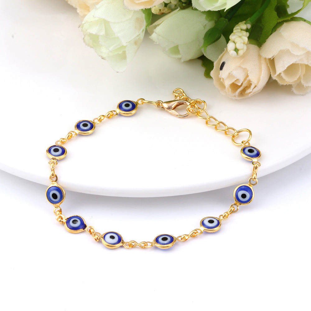 Trendy Women's Gold Chain Evil Eye Bracelet (Nazar Amulet Jewelry)