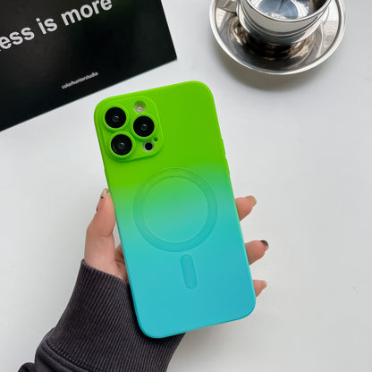 Gradient Liquid Silicone MagSafe Phone Case - Dual-Color Magnetic Protective Cover for iPhone Pro Max