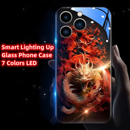 Golden Dragon Art Glass Phone Case - Traditional Chinese Chic Zhaocai Phone Cover