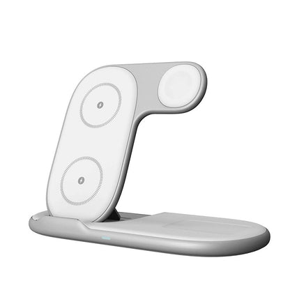 Foldable 3-in-1 Fast Wireless Charger Stand - Multi-Device Charging Dock for iPhone, Apple Watch & AirPods