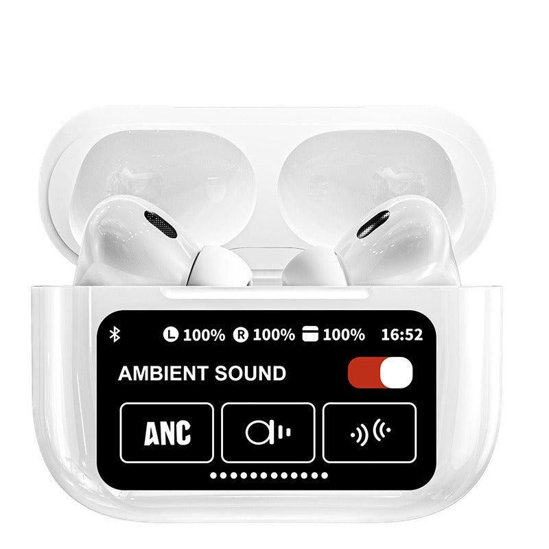 A9 Pro Wireless Bluetooth 5.4 Earphones - ANC Noise Cancelling Earbuds with Smart Touch Screen Case