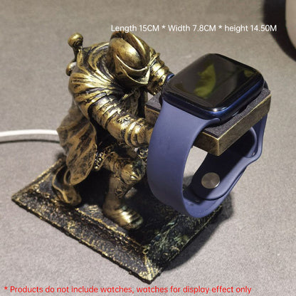 Medieval Knight Smartwatch Charging Stand - Creative Resin Watch Display Holder Dock for Apple Watch & Samsung Galaxy Watch