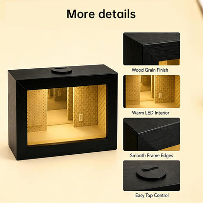 LED Abyss Mirror Display Case - Wooden Infinity Shadow Box for Mini Figures