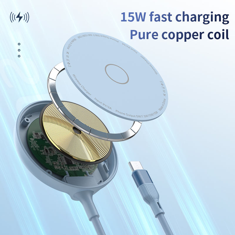 Magnetic Wireless Charger with Kickstand - Fast Charging Pad for iPhone 14 13 12 Series