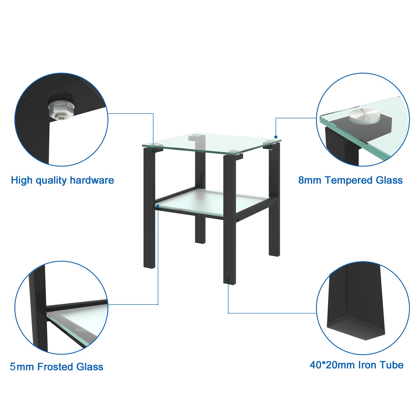 Two-Tier Round Glass Side Table