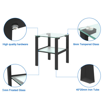 Two-Tier Round Glass Side Table