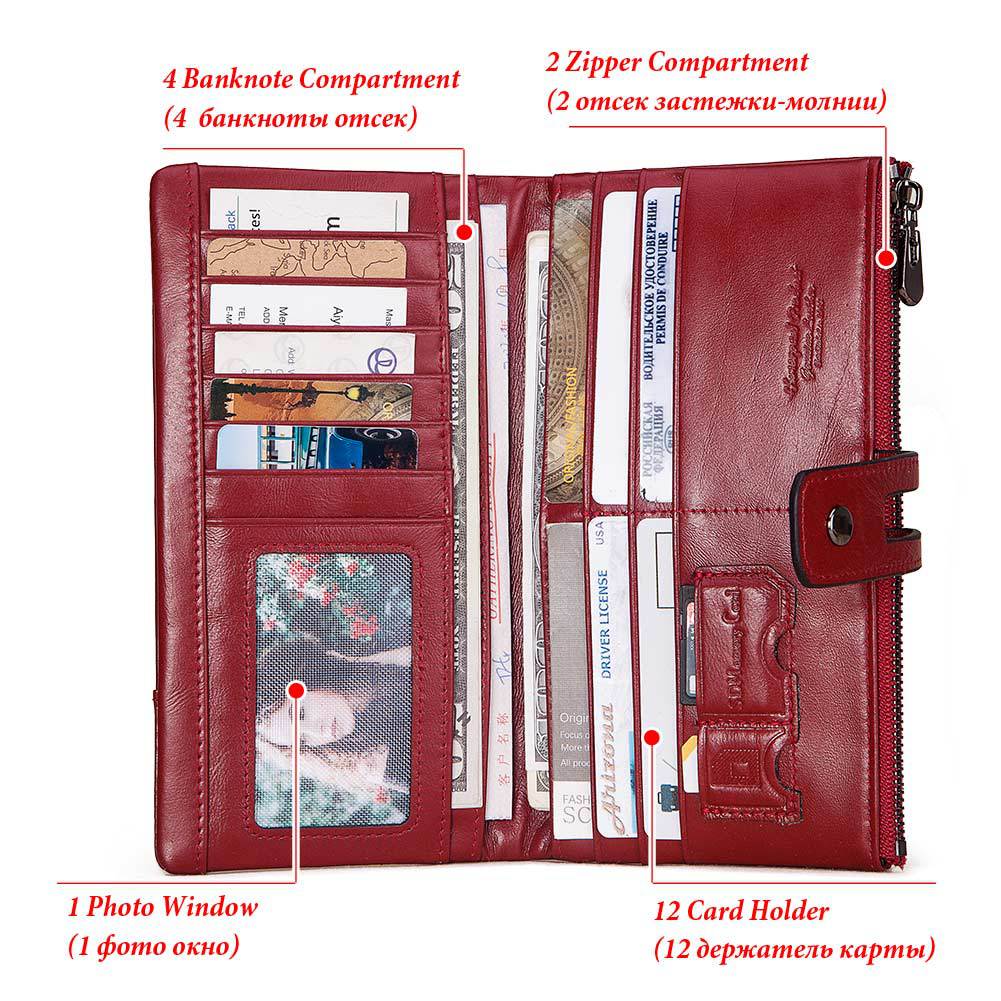 Fashion Ladies Wallets Leather Casual Long Phone Bags First Layer Leathern
