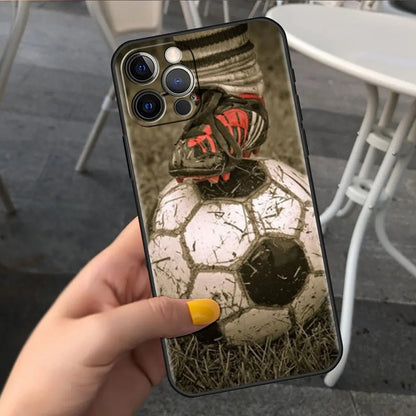 Football Soccer Pattern Soft TPU Phone Case - Sports Graphic Protective Cover for iPhone 15 14 13 Pro Max