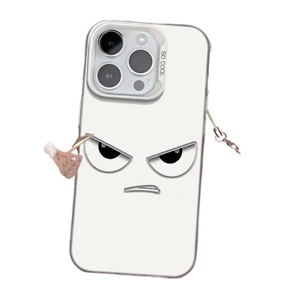 Creative Angry Emoji Face Laser Phone Case for iPhone 15 14 13 Pro Max - Cute Holographic Soft Cover