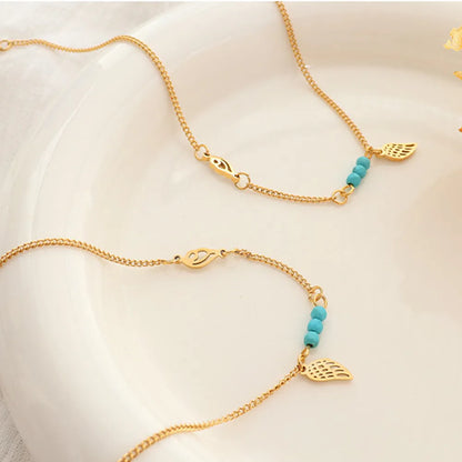Elegant Titanium Steel Wing Shape Charm Anklet Bracelet