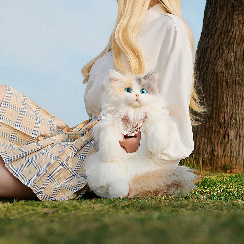 Unique Calico Cat Plush Backpack - Cute Functional Stuffed Animal Bag