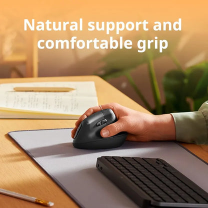 Logitech Lift Vertical Ergonomic Mouse - Wireless Bluetooth Softtone Mouse for Business and Office