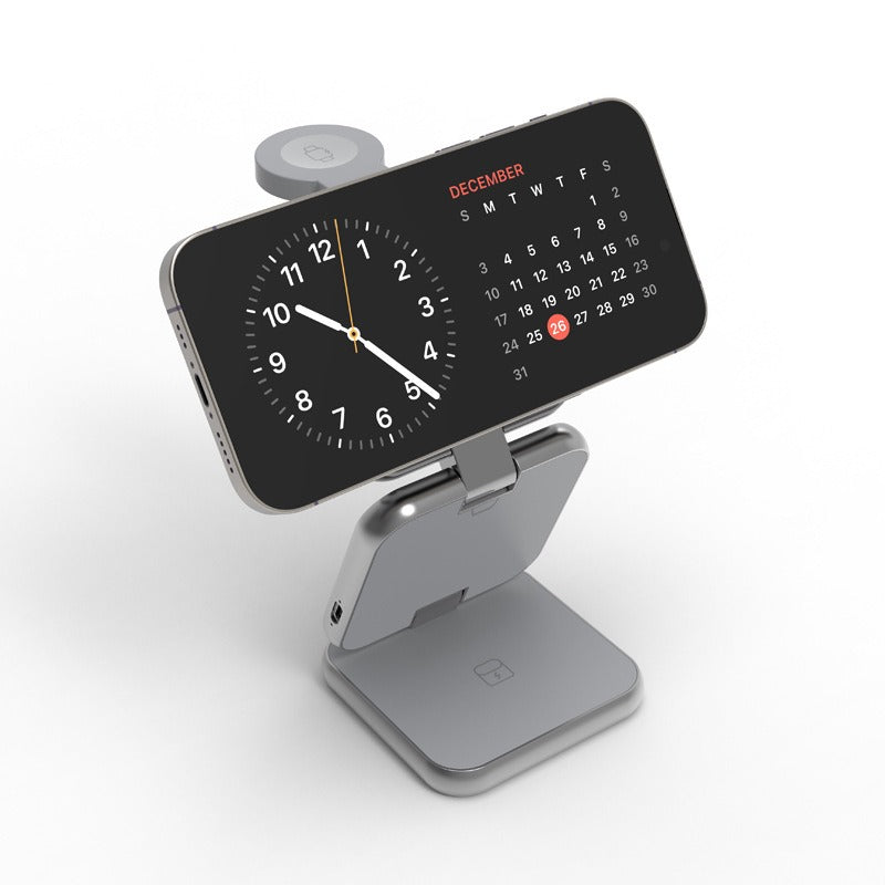 3-in-1 Foldable Magnetic Wireless Charger - Multi-Device Desktop Charging Stand for Smartphones