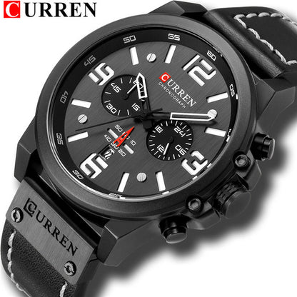 CURREN Luxury Men's Sport Quartz Watch with Leather Strap