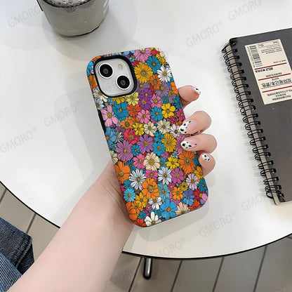 Vintage Floral Oil Painting Hard Phone Case for iPhone 16 15 14 13 Pro Max