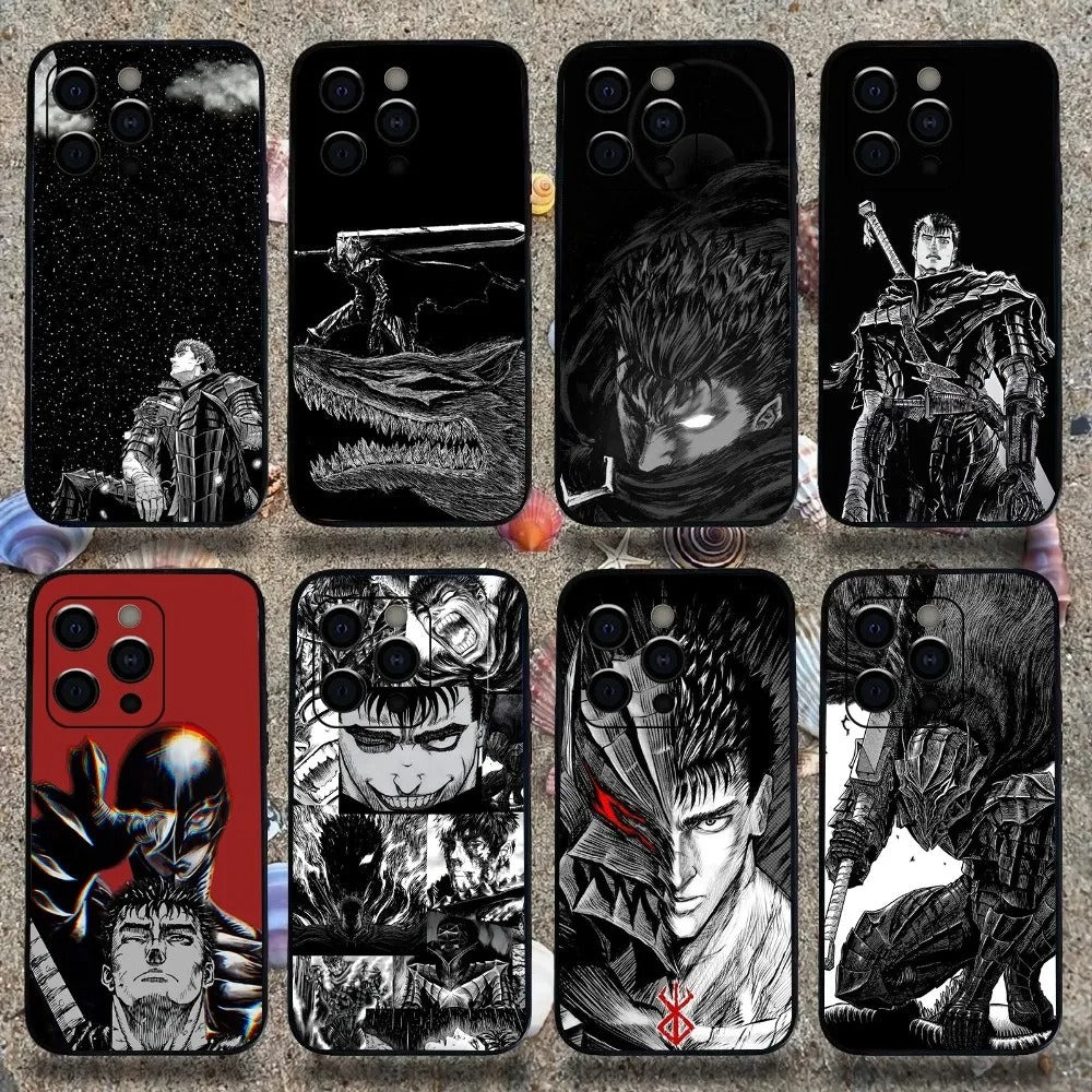 Anime Berserk Guts Black Swordsman Phone Case - Shockproof Soft TPU Protective Cover for iPhone